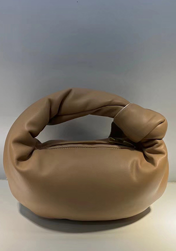 Dina Small Knotted Smooth Leather Tote Dark Beige