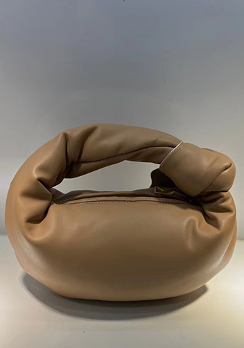Dina Small Knotted Smooth Leather Tote Dark Beige