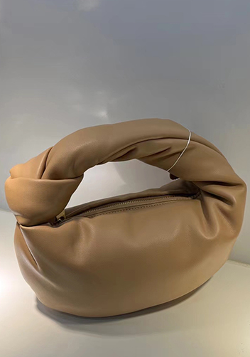 Dina Small Knotted Smooth Leather Tote Dark Beige