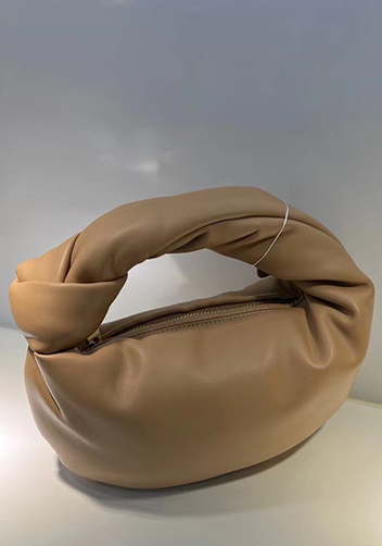 Dina Small Knotted Smooth Leather Tote Dark Beige