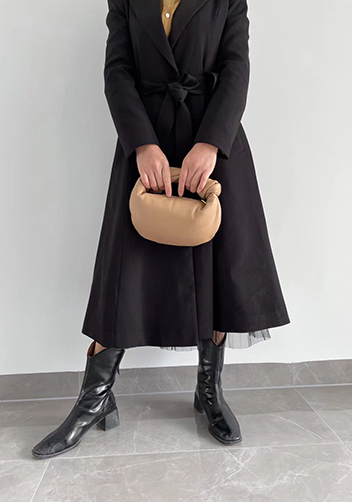 Dina Small Knotted Smooth Leather Tote Dark Beige
