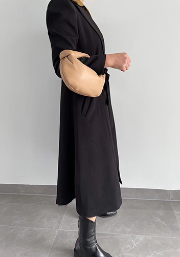 Dina Small Knotted Smooth Leather Tote Dark Beige