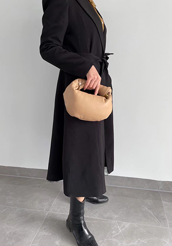 Dina Small Knotted Smooth Leather Tote Dark Beige