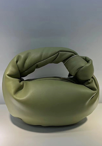 Dina Small Knotted Smooth Leather Tote Stone Green