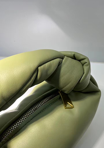 Dina Small Knotted Smooth Leather Tote Stone Green