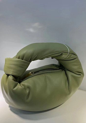 Dina Small Knotted Smooth Leather Tote Stone Green