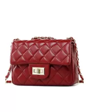 Adele Flap Mini Bag Faux Leather Burgundy