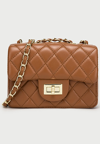 Adele Flap Mini Bag Faux Leather Camel