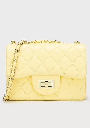Adele Flap Mini Bag Faux Leather Yellow