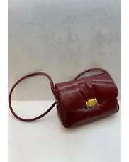 Mia Soft Leather Shoulder Bag Burgundy
