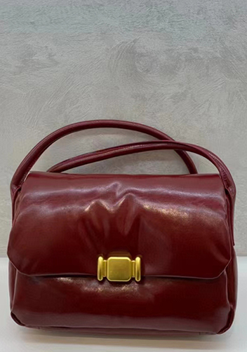 Mia Soft Leather Shoulder Bag Burgundy