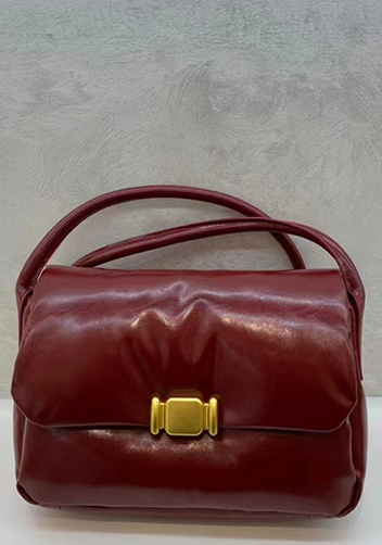 Mia Soft Leather Shoulder Bag Burgundy