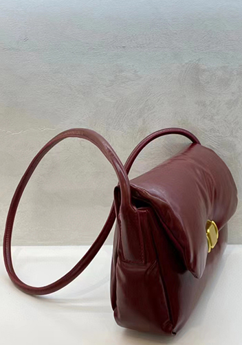 Mia Soft Leather Shoulder Bag Burgundy