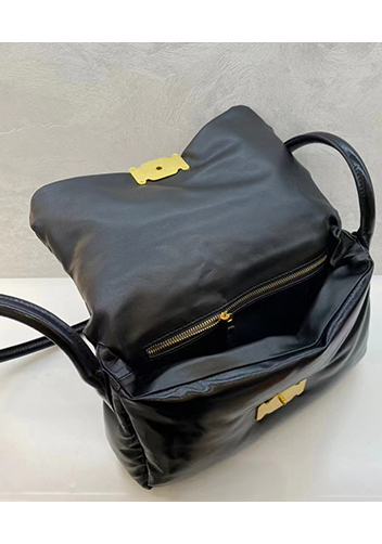 Mia Soft Leather Shoulder Bag Black