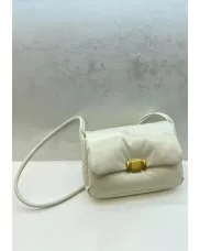 Mia Soft Leather Shoulder Bag Cream