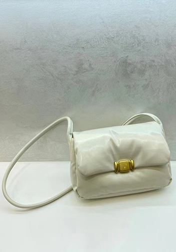 Mia Soft Leather Shoulder Bag Cream