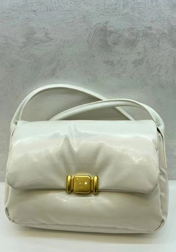Mia Soft Leather Shoulder Bag Cream