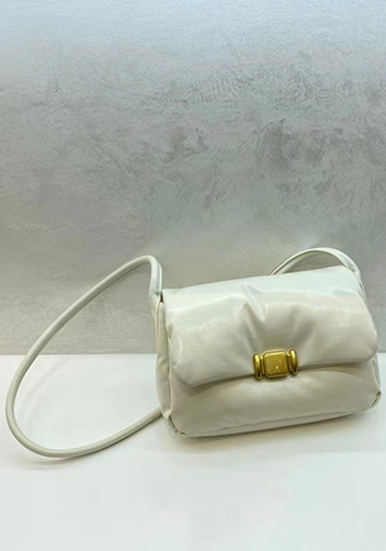 Mia Soft Leather Shoulder Bag Cream