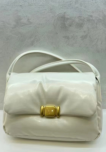 Mia Soft Leather Shoulder Bag Cream