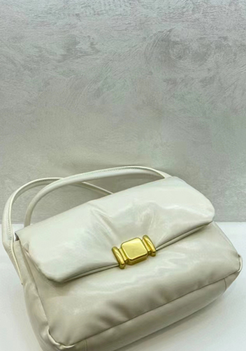 Mia Soft Leather Shoulder Bag Cream