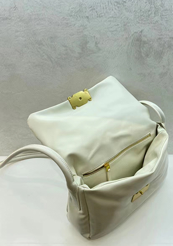 Mia Soft Leather Shoulder Bag Cream