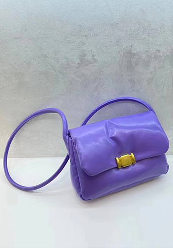 Mia Soft Leather Shoulder Bag Purple
