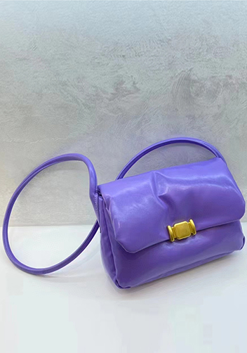 Mia Soft Leather Shoulder Bag Purple