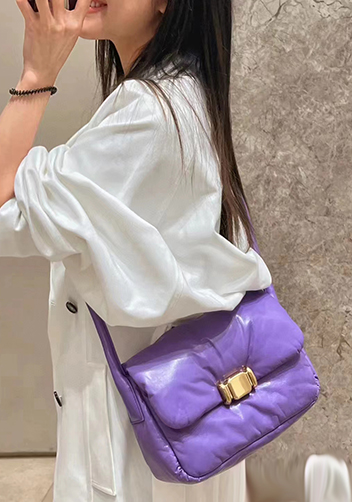 Mia Soft Leather Shoulder Bag Purple