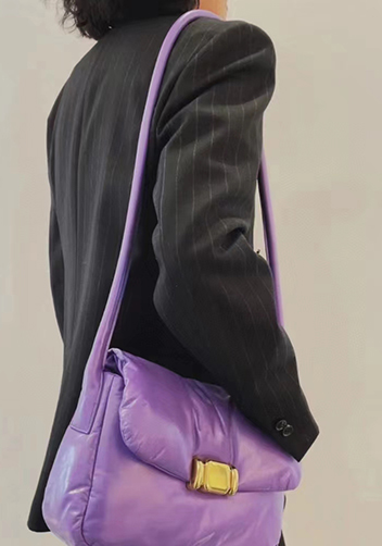 Mia Soft Leather Shoulder Bag Purple