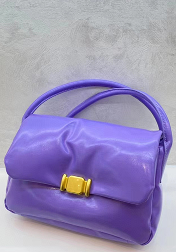 Mia Soft Leather Shoulder Bag Purple