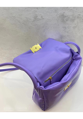 Mia Soft Leather Shoulder Bag Purple