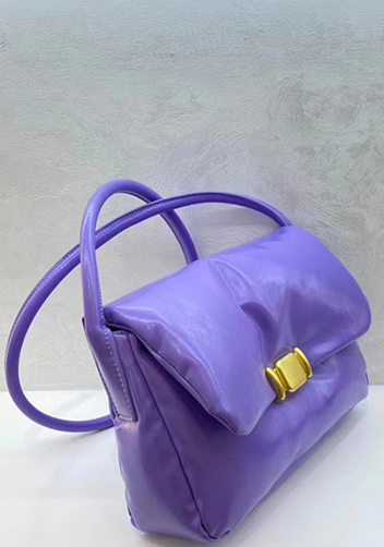 Mia Soft Leather Shoulder Bag Purple