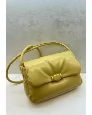 Mia Soft Leather Shoulder Bag Yellow