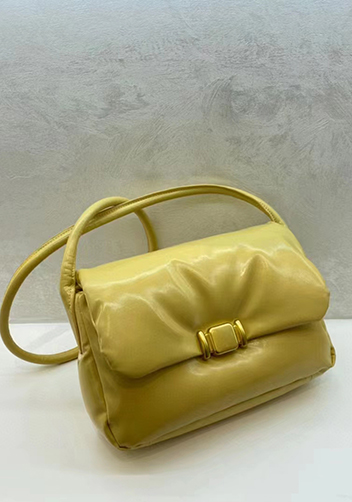 Mia Soft Leather Shoulder Bag Yellow