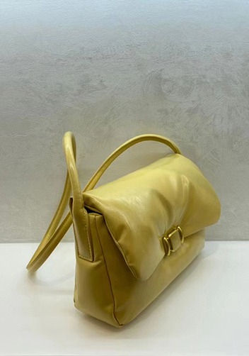 Mia Soft Leather Shoulder Bag Yellow