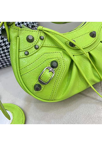 The Route 66 XS Studded Leather Shoulder Bag Bright Green