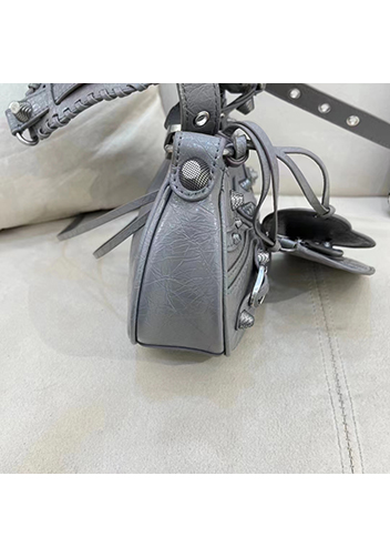 The Route 66 XS Studded Leather Shoulder Bag Grey