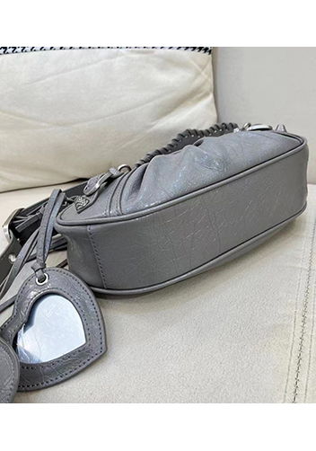 The Route 66 XS Studded Leather Shoulder Bag Grey