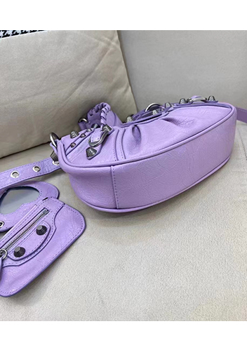 The Route 66 XS Studded Leather Shoulder Bag Purple