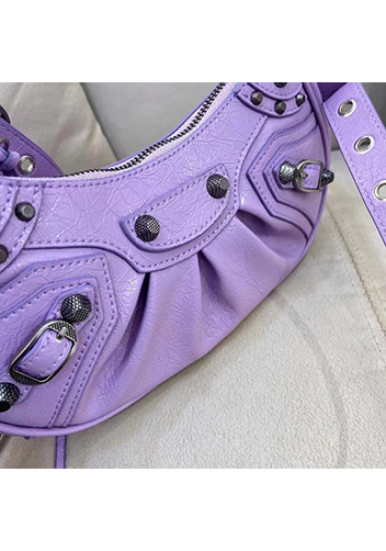 The Route 66 XS Studded Leather Shoulder Bag Purple