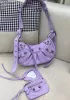 The Route 66 XS Studded Leather Shoulder Bag Purple