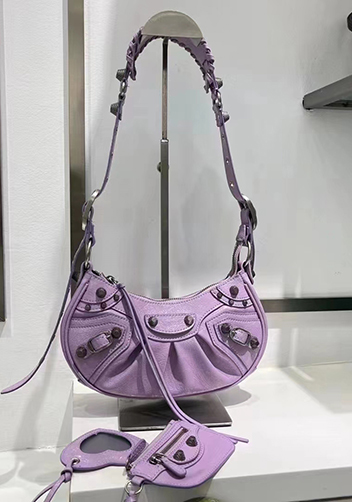 The Route 66 XS Studded Leather Shoulder Bag Purple