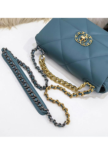 Adele Lilia Flap Small Bag Circle Hardware Blue