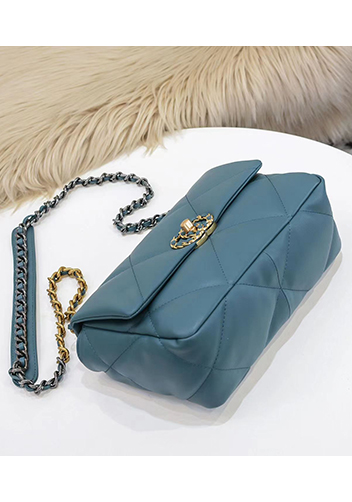 Adele Lilia Flap Small Bag Circle Hardware Blue