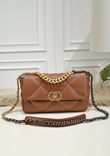 Adele Lilia Flap Small Bag Circle Hardware Brown