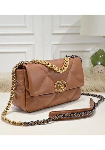 Adele Lilia Flap Small Bag Circle Hardware Brown