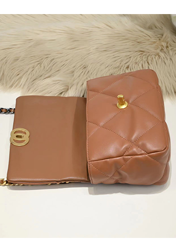 Adele Lilia Flap Small Bag Circle Hardware Brown