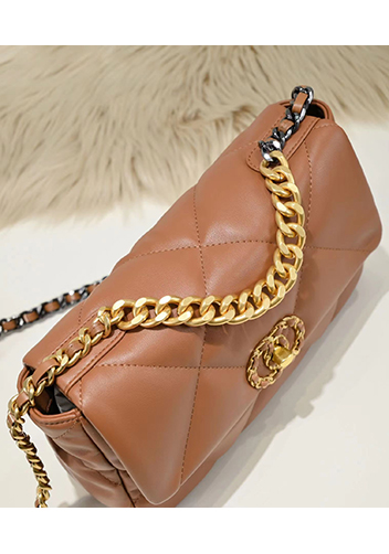 Adele Lilia Flap Small Bag Circle Hardware Brown