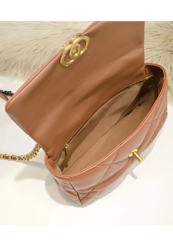 Adele Lilia Flap Small Bag Circle Hardware Brown