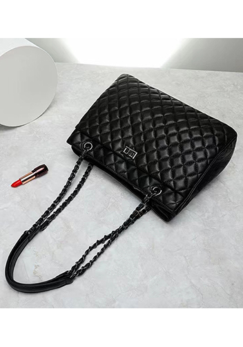 Adele Lambskin Shoulder Tote Bag Black
